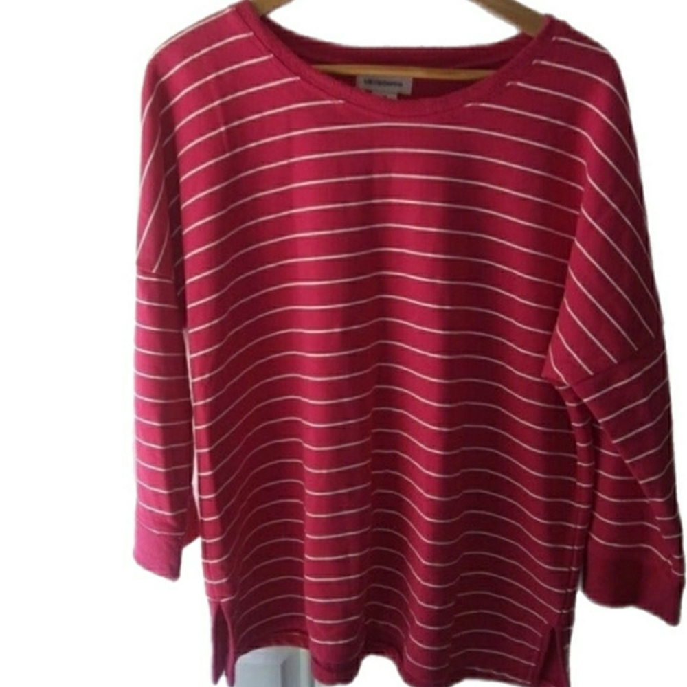 Liz Claiborne Pink and White Striped Sweater Top, 3X (Final Markdown)